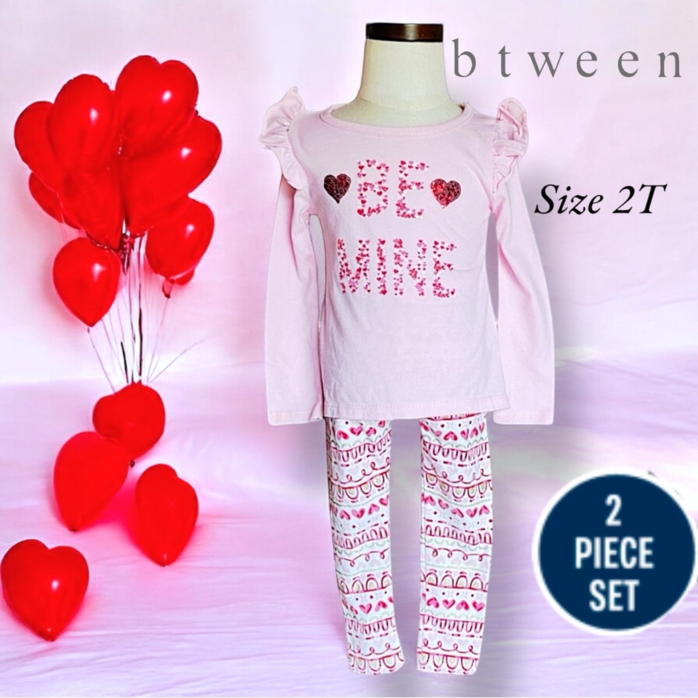 Btween Toddler Girl’s Valentine's Top and Printed Legging, 2-Piece